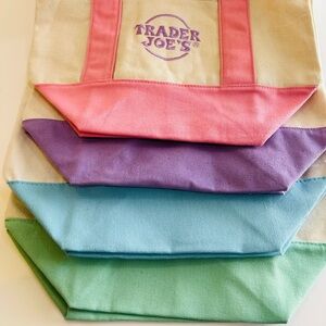 COMPLETE SET Trader Joe’s Pastel Canvas Tote Mini Bags (Set of 4)